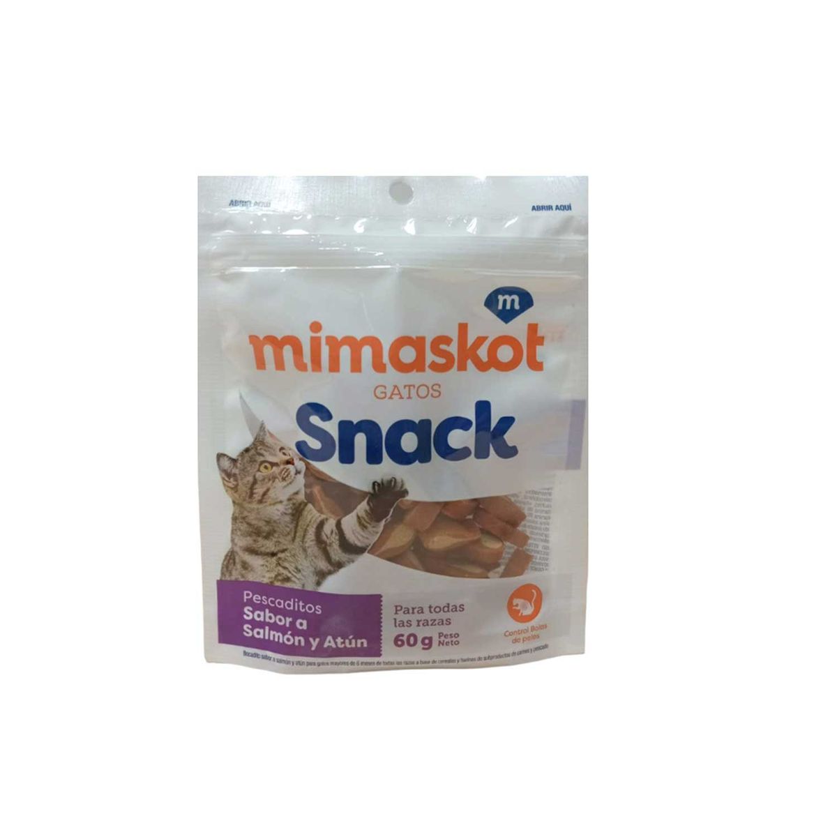 MIMASKOT - Snack Gatos Mimaskot Pescaditos Salmón Atún Doypack 60 g