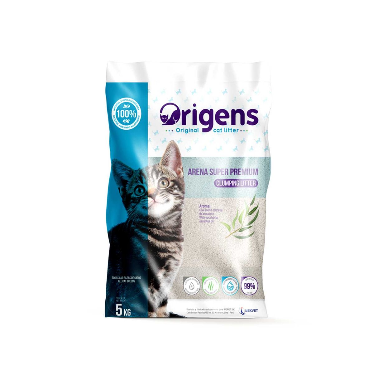 ORIGENS - Arena Sanitaria para Gato Eucalipto Origens Bolsa 5 Kg