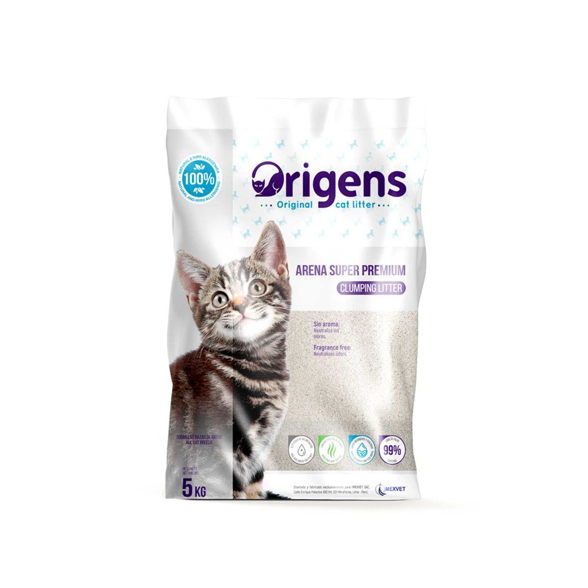 ORIGENS - Arena Sanitaria para Gato sin Aroma Origens Bolsa 5 Kg