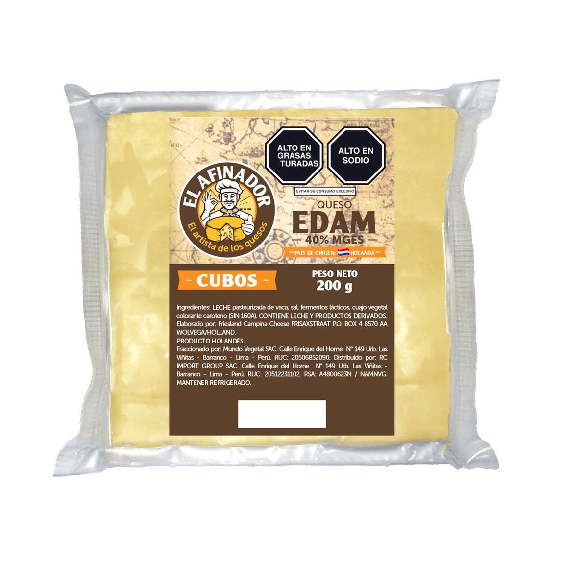 EL AFINADOR - Queso Edam Cubos El Afinador Empaque 200 g