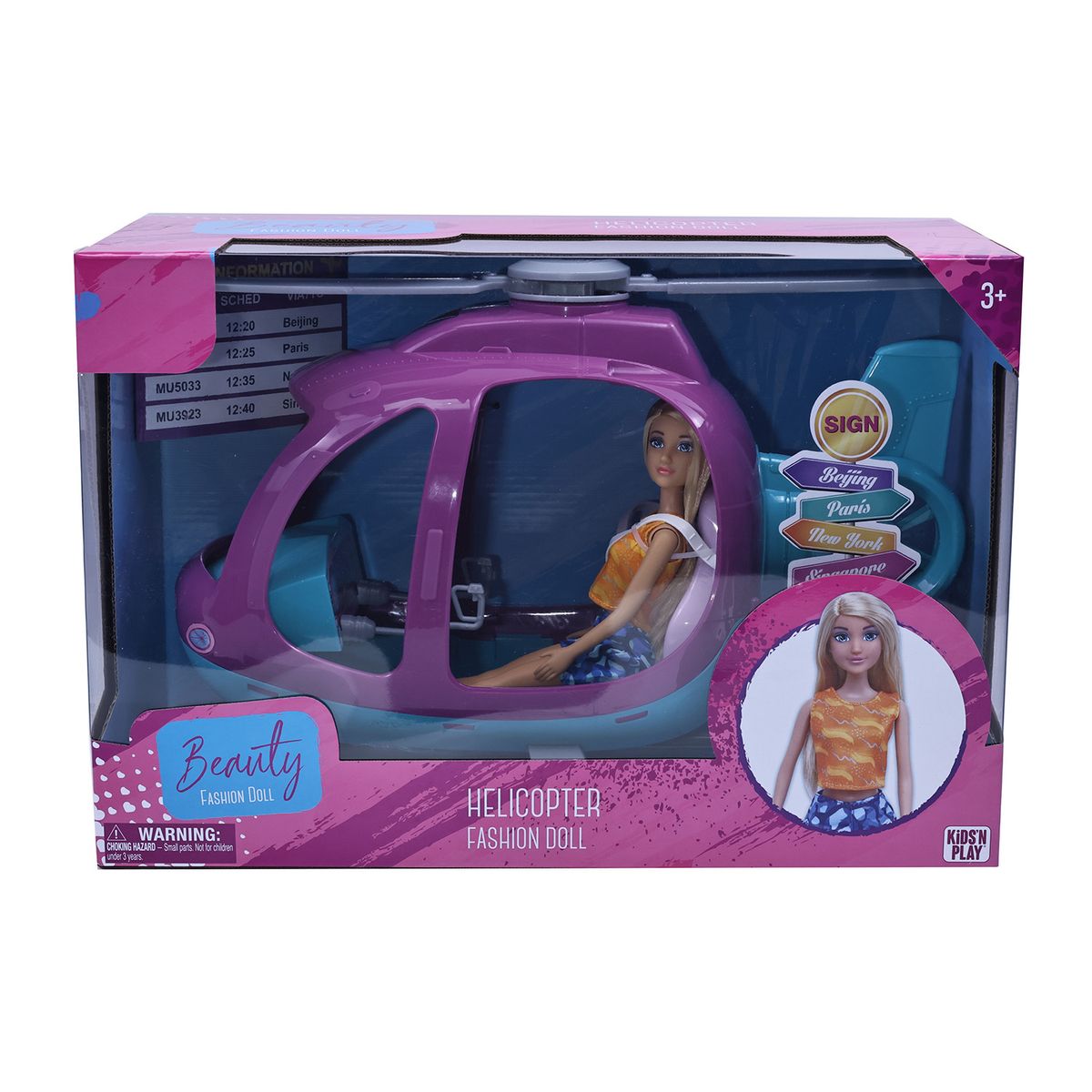 KIDS N PLAY - Helicóptero Con Muñeca Fashion