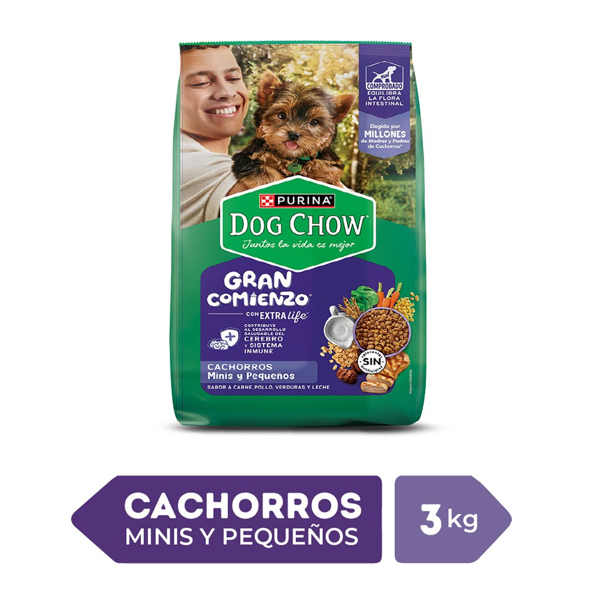 DOG CHOW - Alimento Seco Cachorros Pequeños Dog Chow Carne Pollo Bolsa 3 Kg