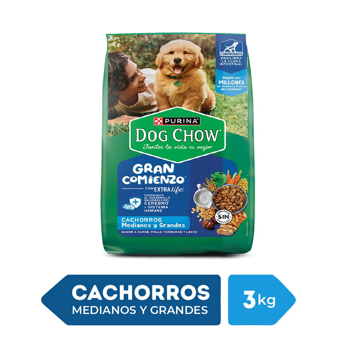 DOG CHOW - Alimento Seco Cachorros Grandes Dog Chow Carne Pollo Bolsa 3 Kg
