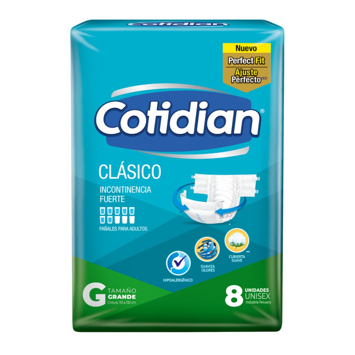 COTIDIAN - Pañal para Adulto Cotidian Clásico Unisex Talla G Empaque 8 Und