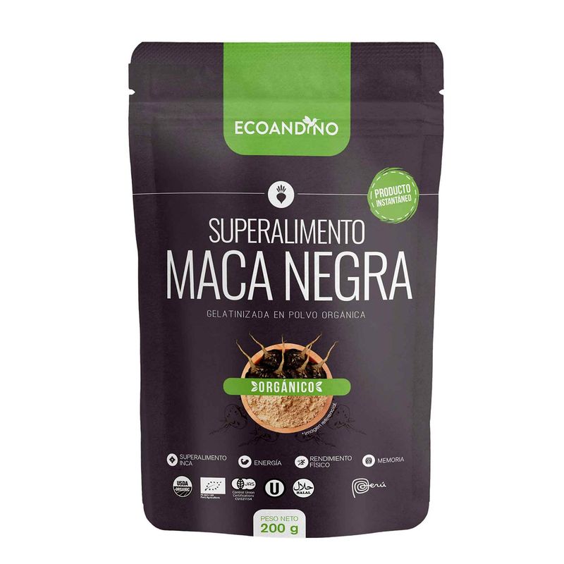 ECOANDINO - Maca Negra Gelatinizada Orgánico En Polvo Ecoandino Bolsa 200 g