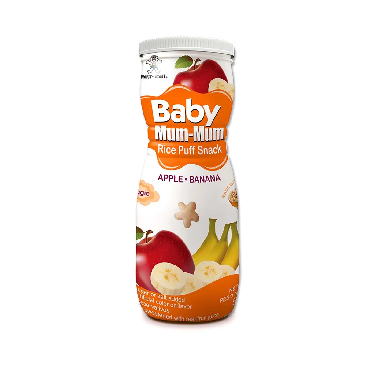 WANTWANT - Snack Rice Puff WantWant Mum Mum Manzana Plátano Botella 50 g