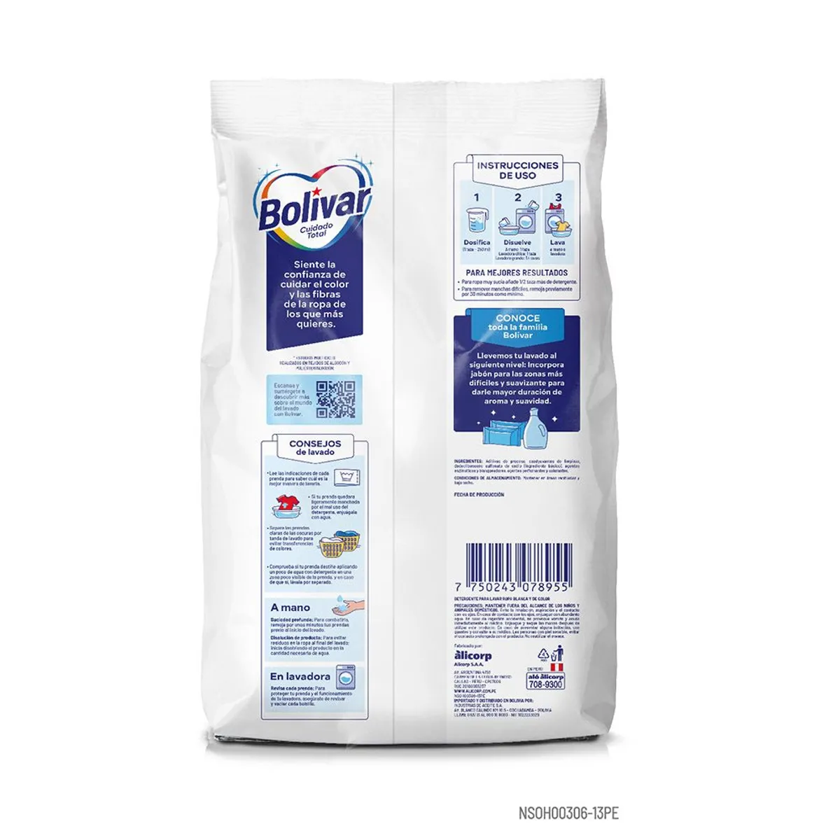 BOLIVAR - Detergente en Polvo Bolívar Cuidado Total Bolsa 2.4 Kg