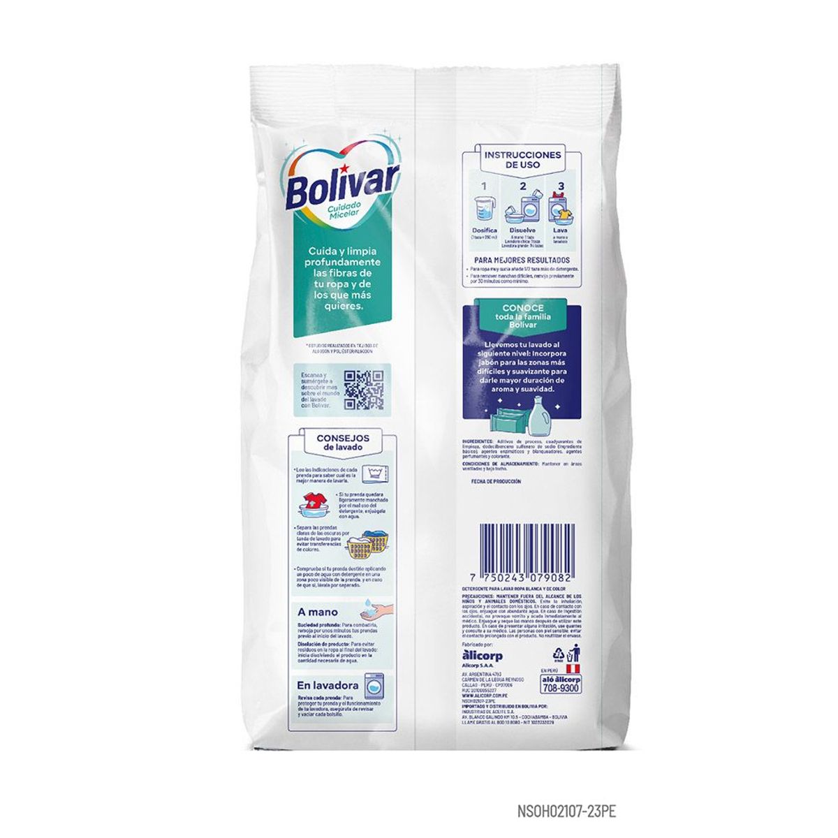 BOLIVAR - Detergente en Polvo Bolívar Cuidado Micelar Bolsa 730 g