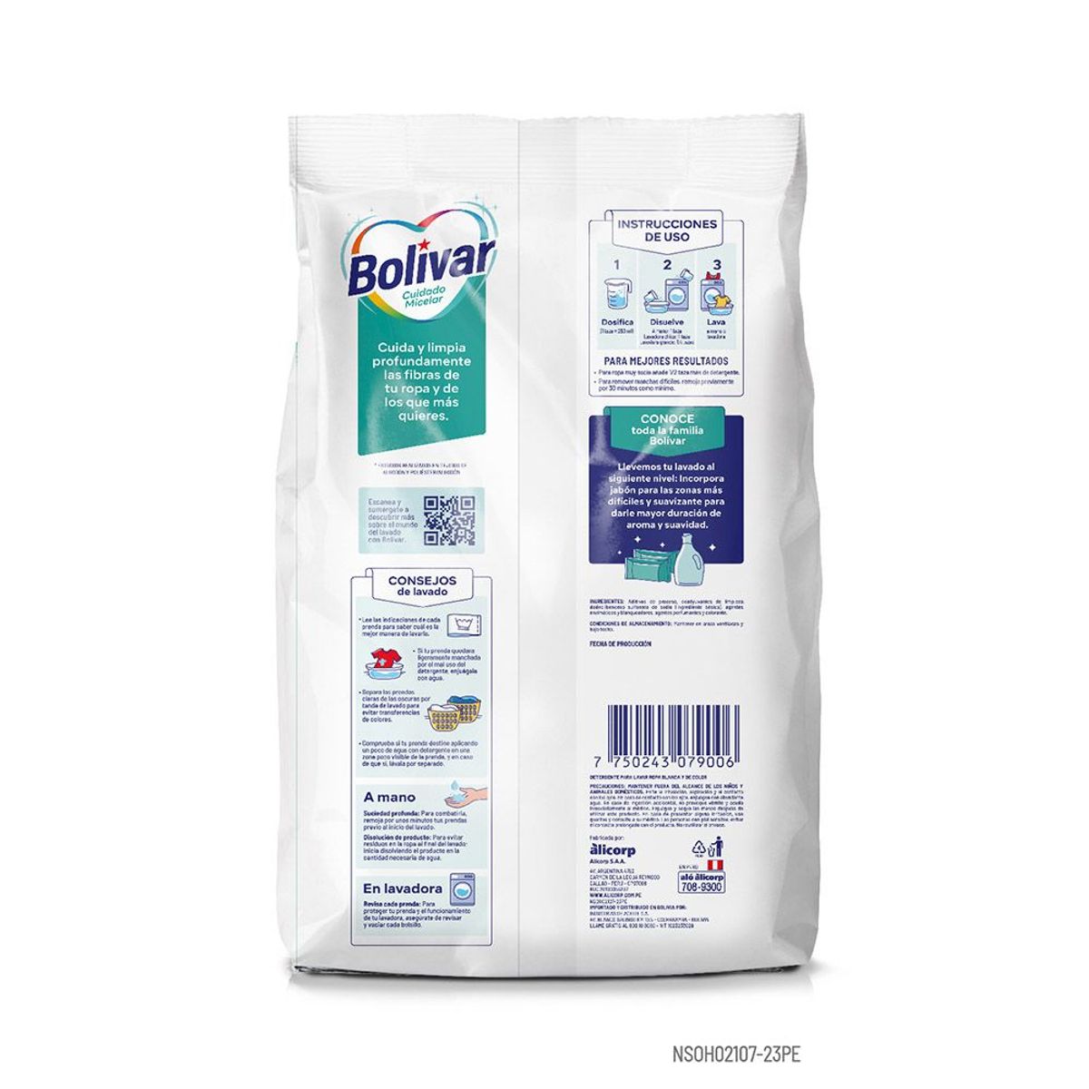 BOLIVAR - Detergente en Polvo Bolívar Cuidado Micelar Bolsa 2.4 Kg
