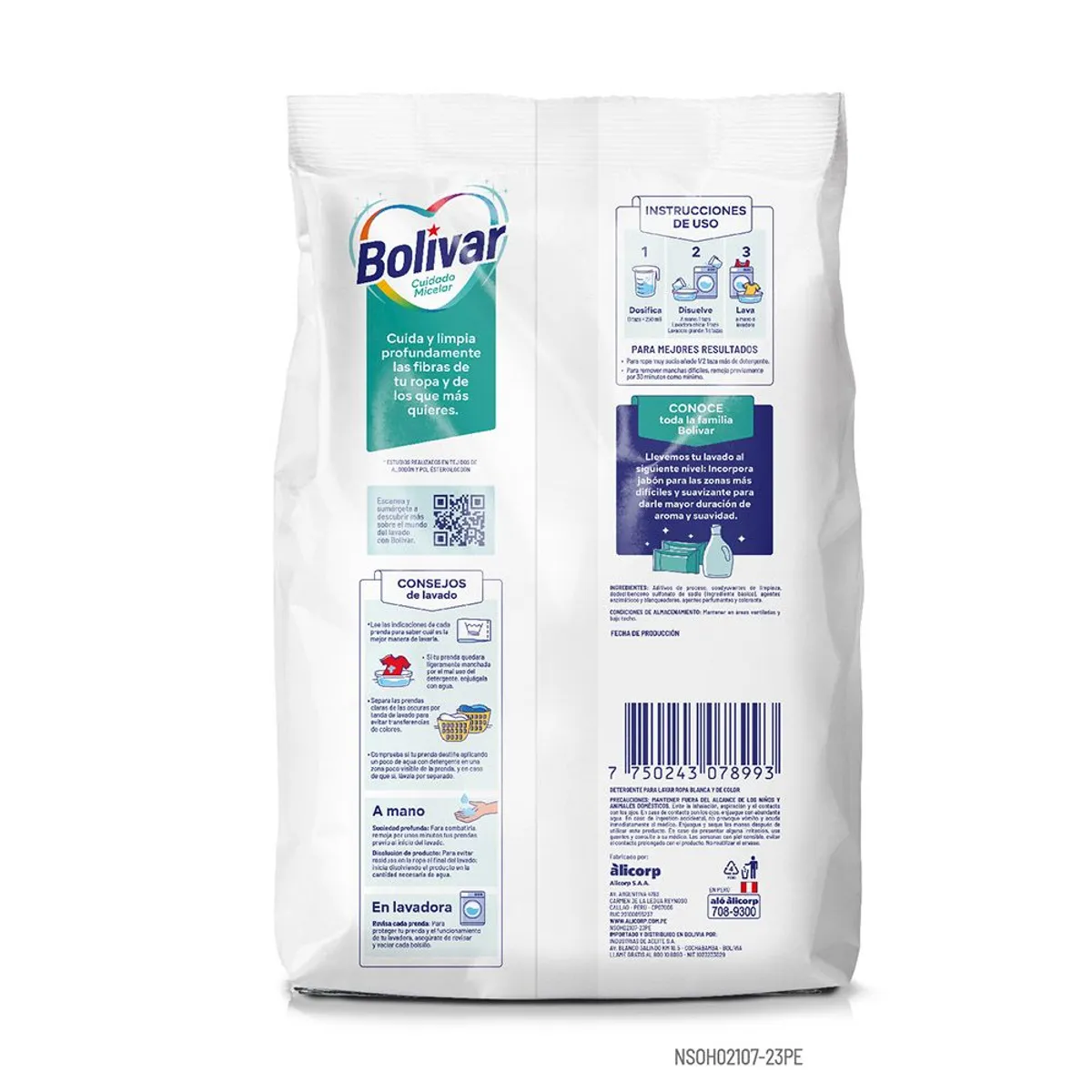 BOLIVAR - Detergente en Polvo Bolívar Cuidado Micelar Bolsa 4 Kg
