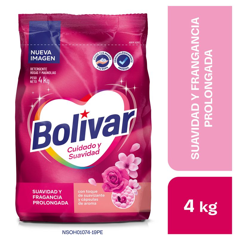 BOLIVAR - Detergente en Polvo Bolivar Cuidado Suavidad Bolsa 4 Kg