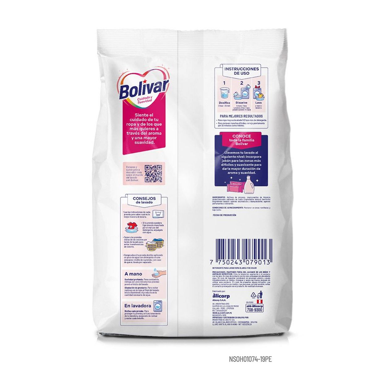 BOLIVAR - Detergente en Polvo Bolívar Cuidado Suavidad Bolsa 4 Kg