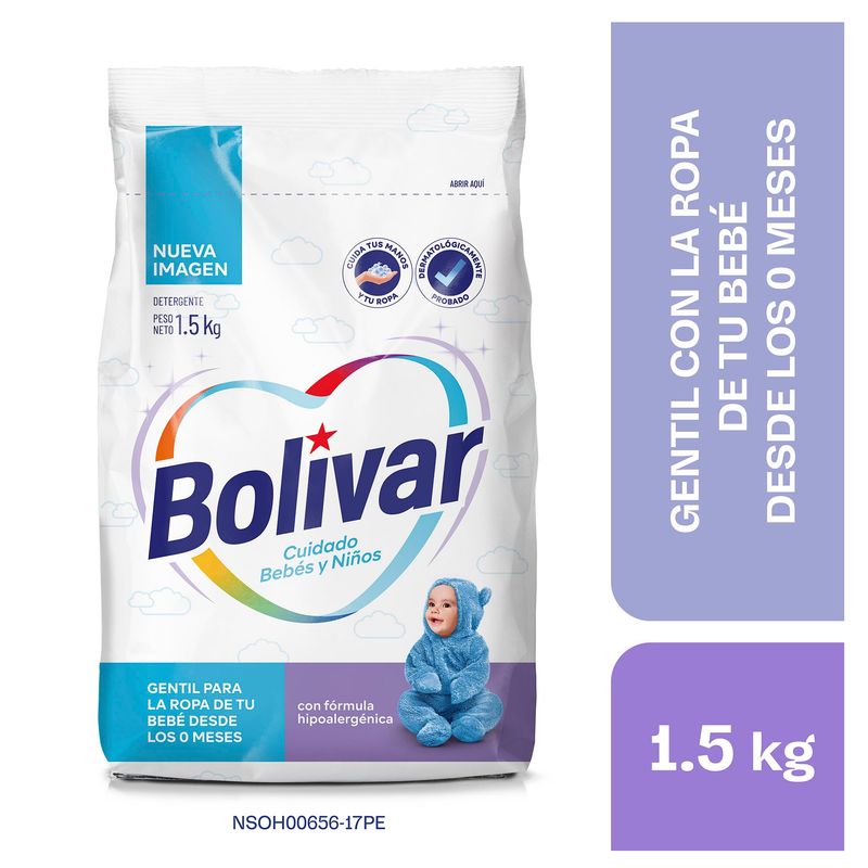 BOLIVAR - Detergente en Polvo Bolivar Cuidado Bebés y Niños Bolsa 1.5 Kg