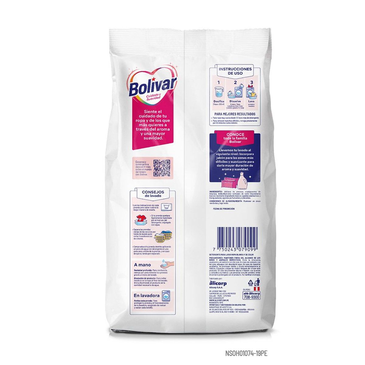 BOLIVAR - Detergente en Polvo Bolivar Cuidado Suavidad Bolsa 730 g