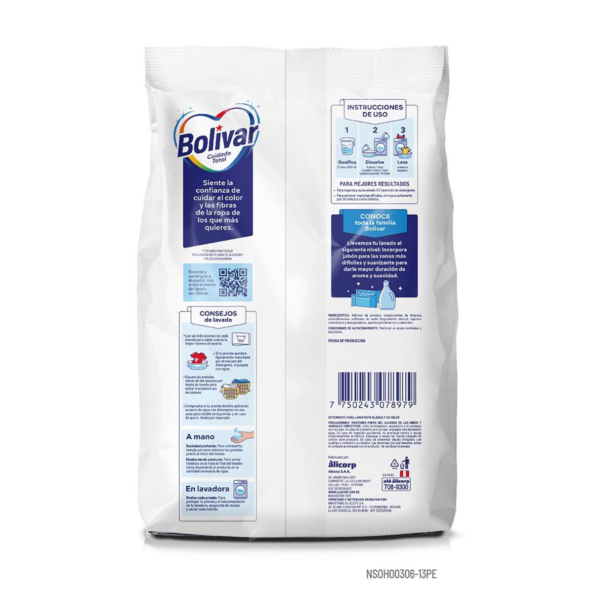 BOLIVAR - Detergente en Polvo Bolívar Cuidado Total Bolsa 5.6 Kg