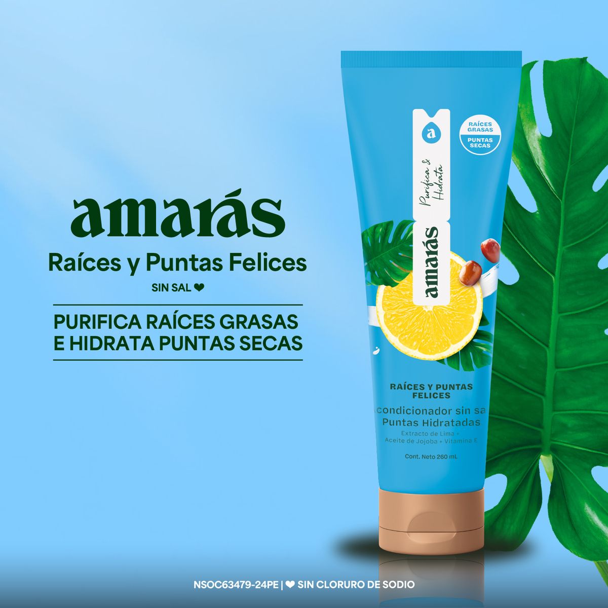 AMARAS - Acondicionador Amarás Raíces y Puntas Felices Envase 260 mL