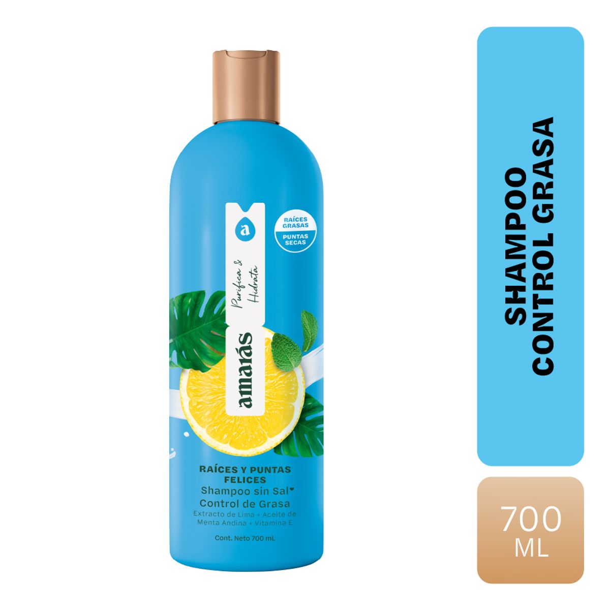 AMARAS - Shampoo Amarás Raices y Puntas Felices Envase 700 mL