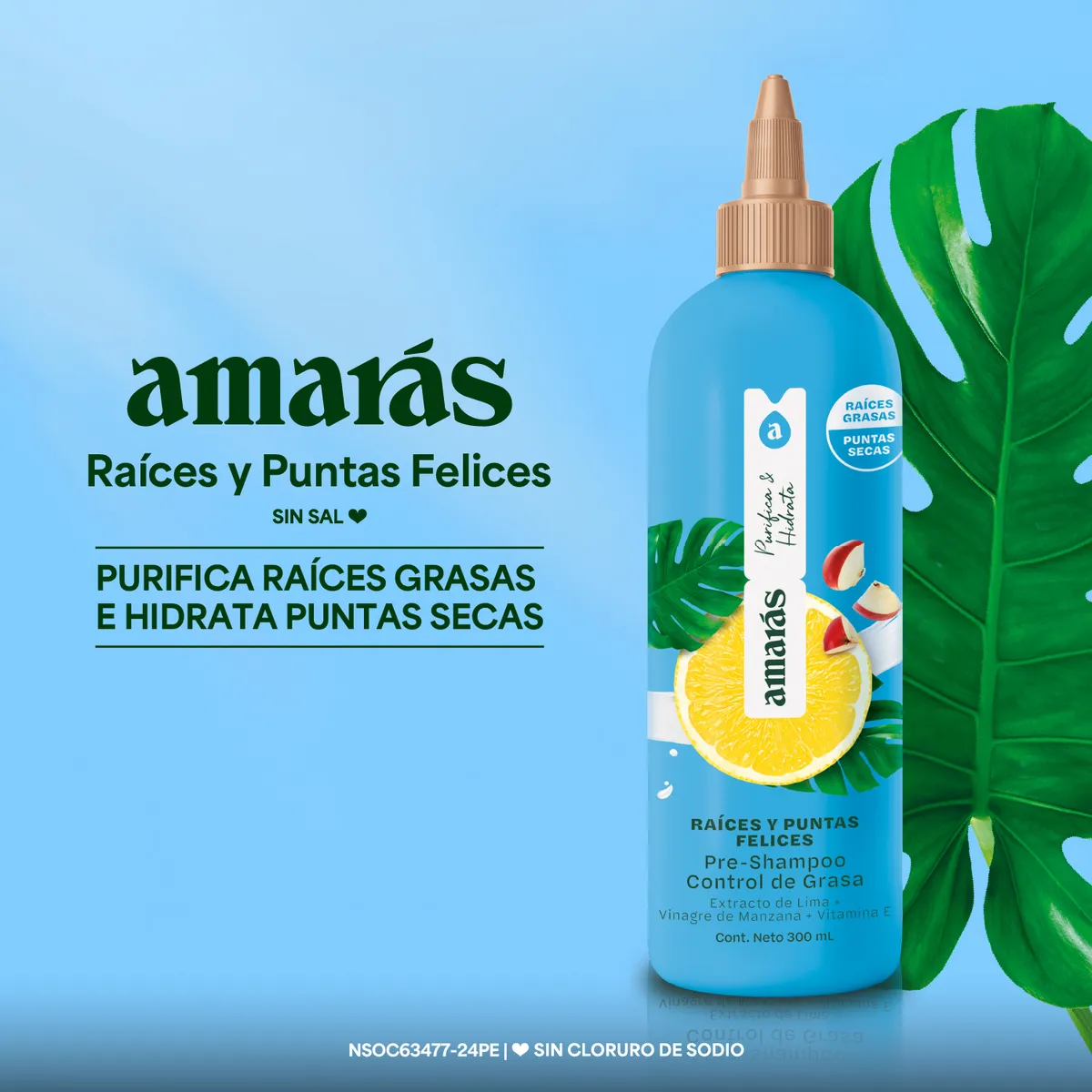 AMARAS - Pre-Shampoo Amarás Raíces y Puntas Felices Envase 300 mL