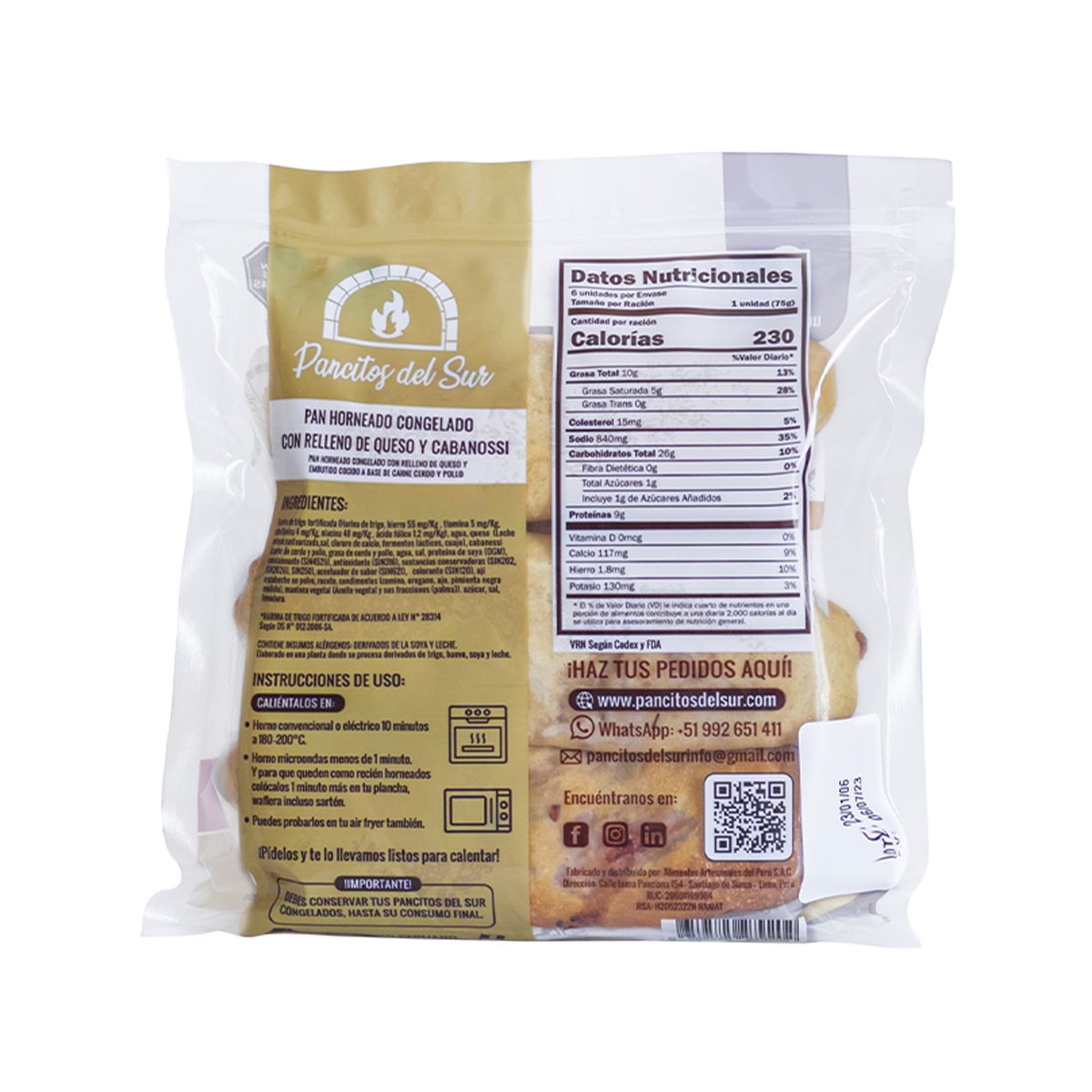 PANCITOS DEL SUR - Pancitos Del Sur De Cabanossi Y Queso Paria x 6 Und