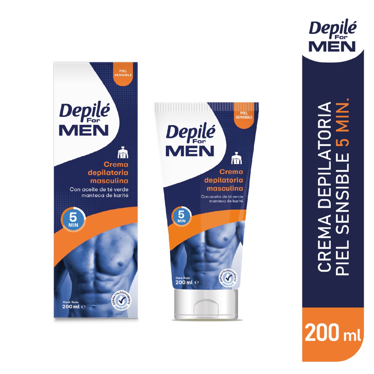 DEPILE FOR MEN - Crema Depilatoria Depile for Men Piel Sensible Envase 200 mL