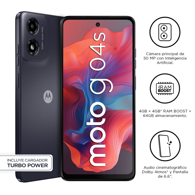 Motorola - Smartphone Motorola G04S 4Gb+128Gb Negro Cosmico