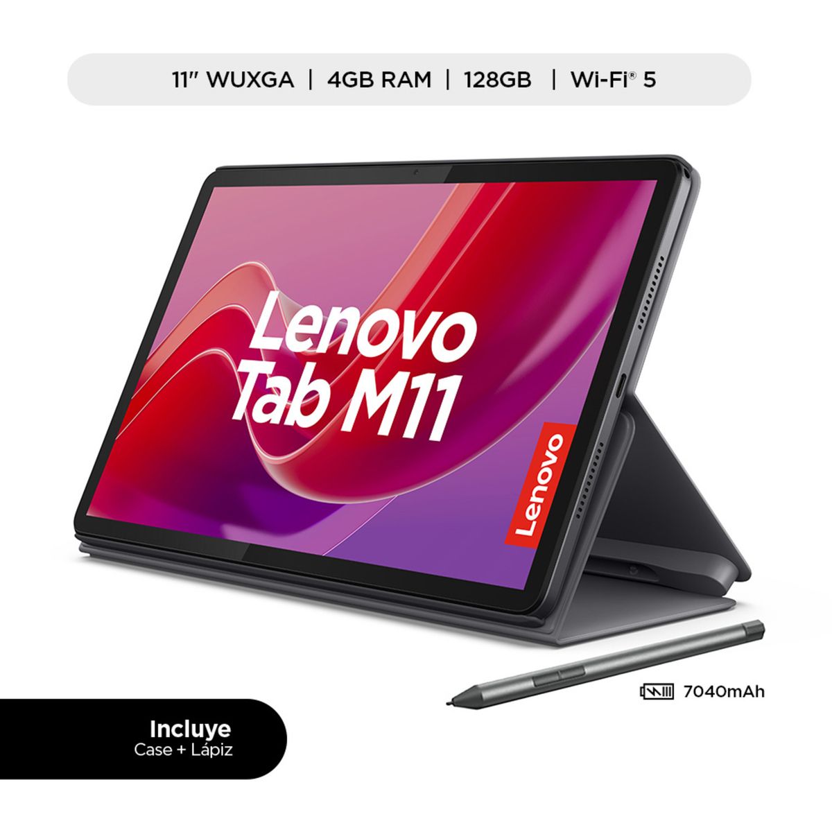 LENOVO - Lenovo Tab M11 MediaTek Helio G88 4GB RAM 128GB eMMC 11" WUXGA 90 Hz Lenovo Folio Case + Lapiz Tab Pen