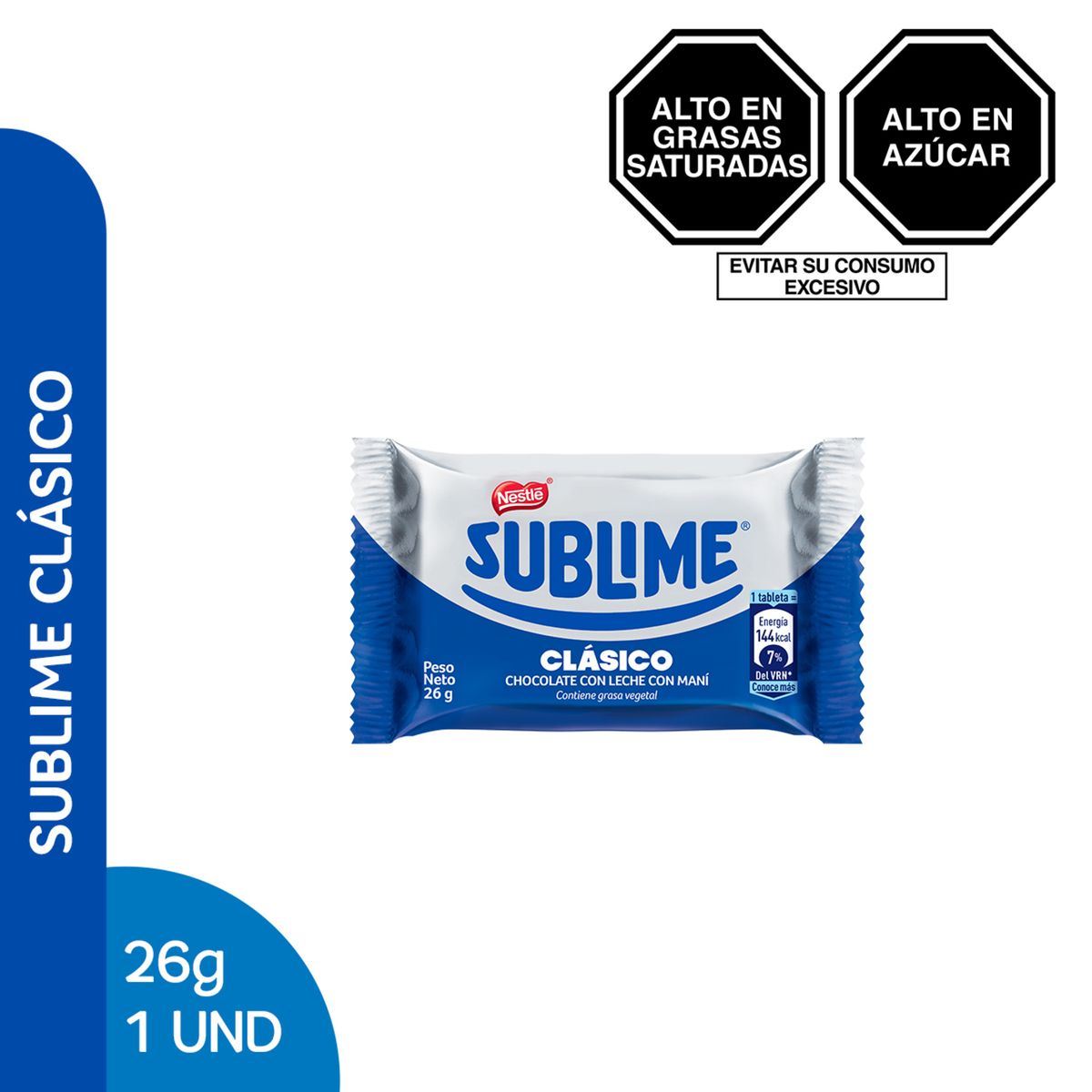 SUBLIME - Chocolate Sublime Clásico Con Leche Y Maní x 26 g