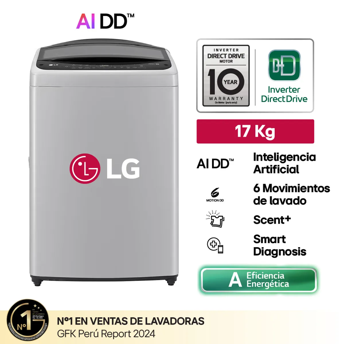 LG - Lavadora Wt17Dv6T 17 Kg Ai Dd Lg