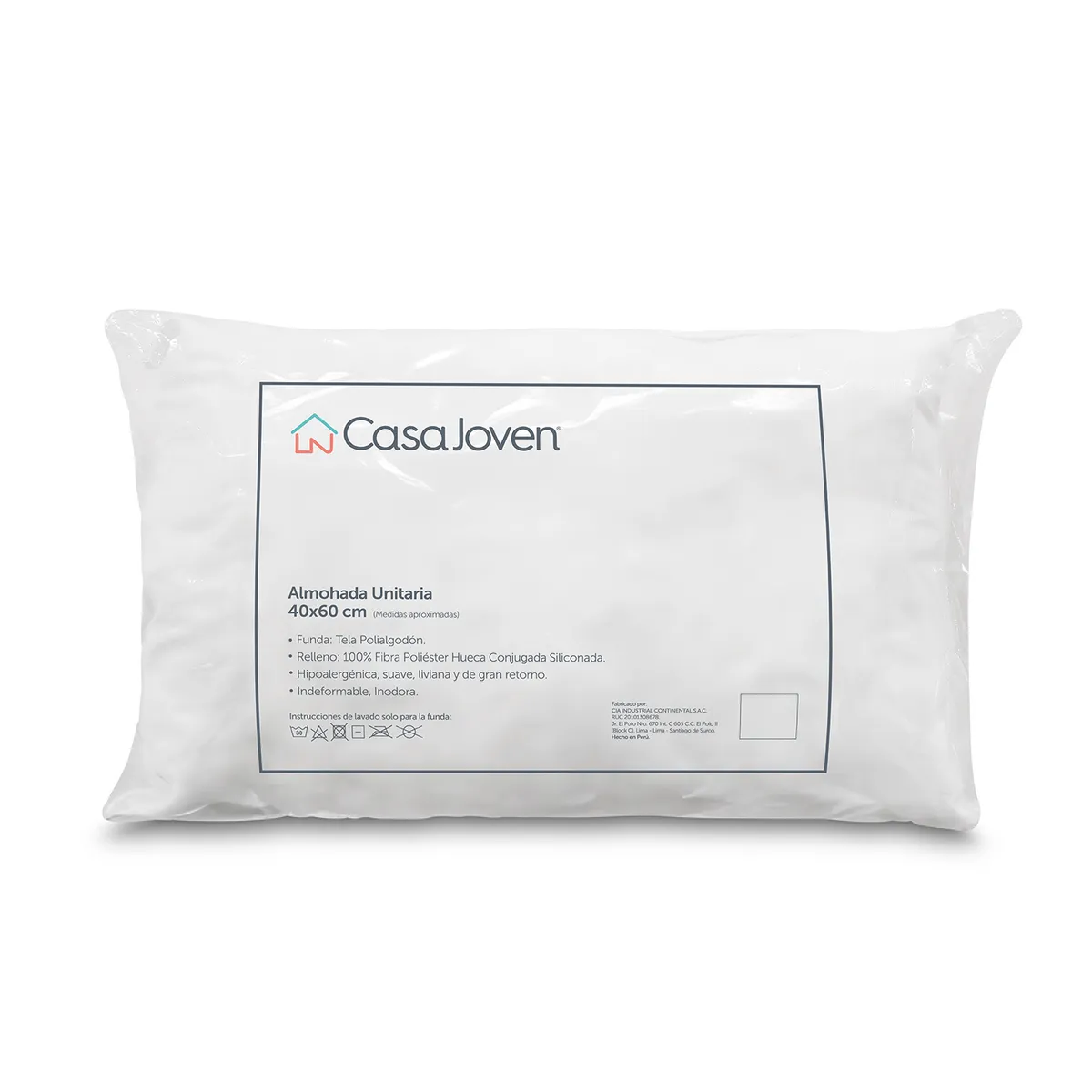 CASA JOVEN - Almohada Unitaria Polialgodon 40x60 cm