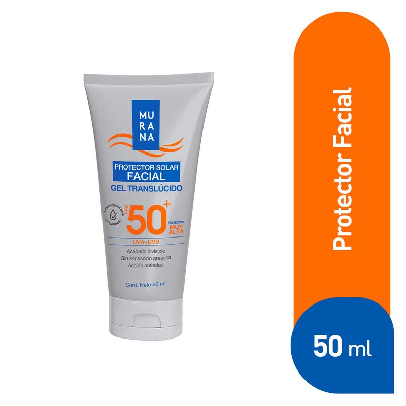 MURANA - Fotoprotector Murana Gel Facial SPF50+ Envase 50 mL
