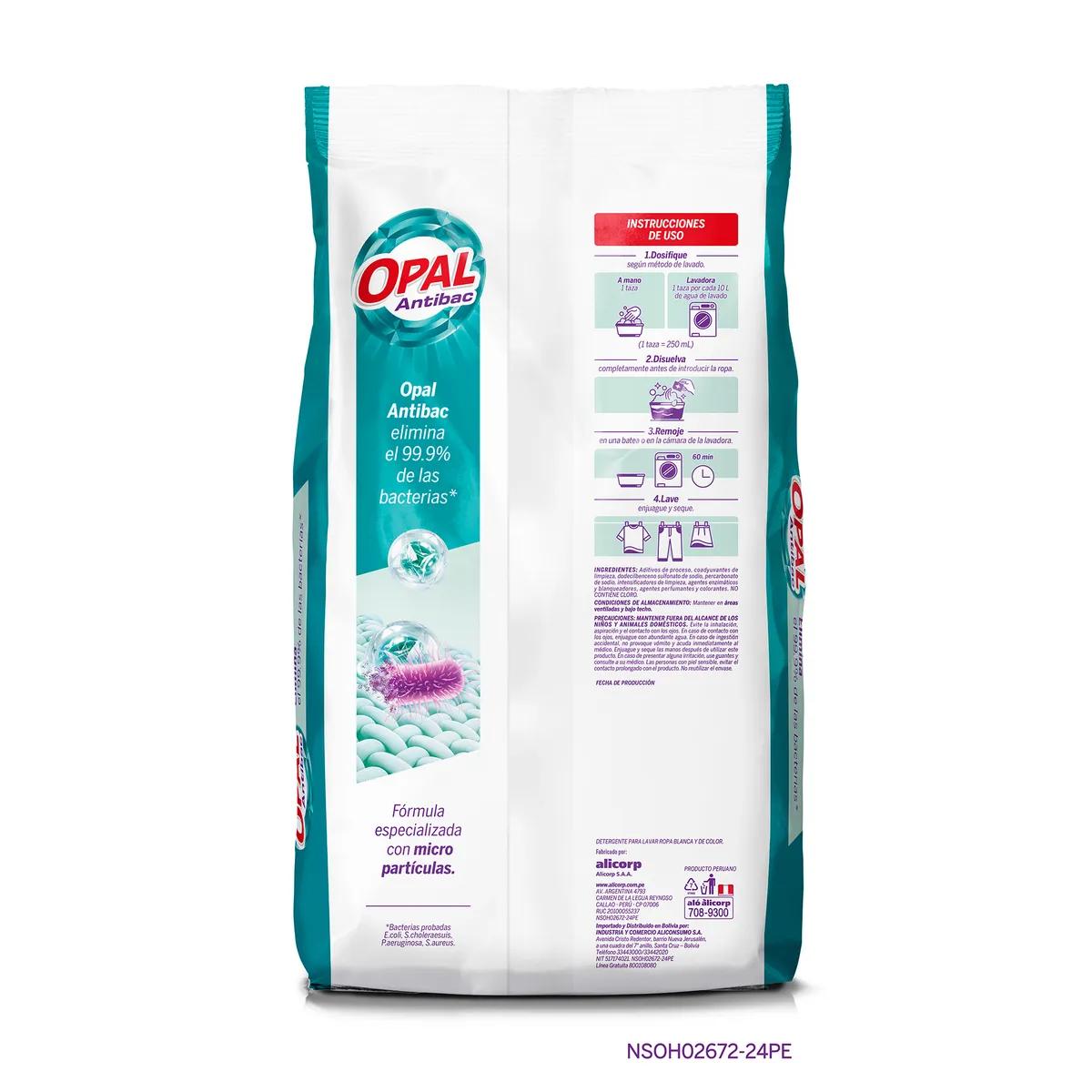 OPAL - Detergente en Polvo Opal Antibacterial Bolsa 730 g