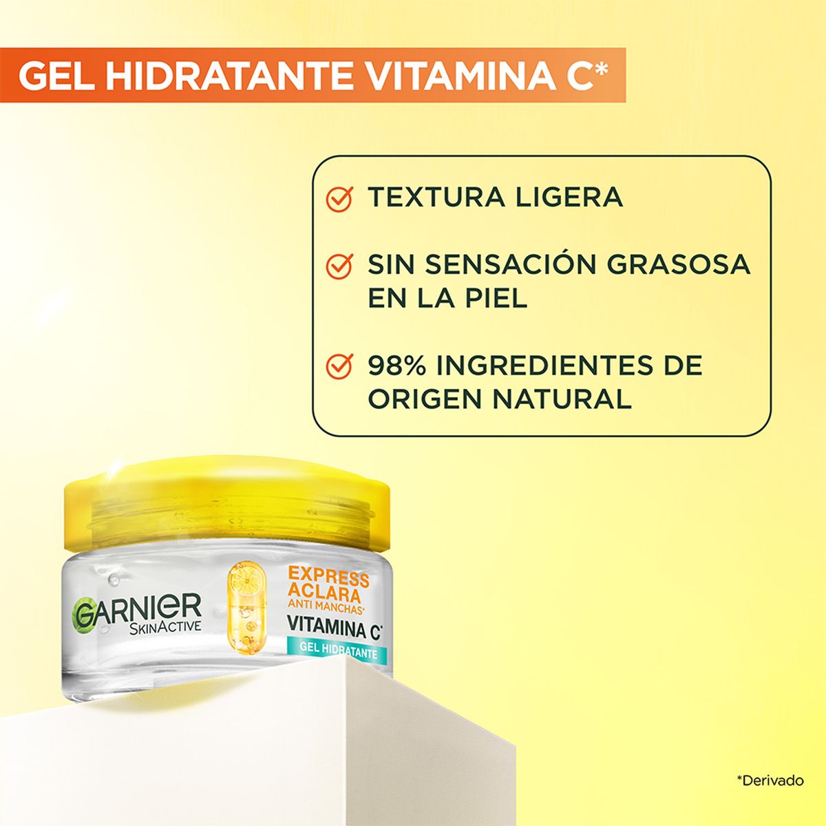 GARNIER - Crema Gel Hidratante Garnier Express Aclara Vitamina C Envase 50 mL