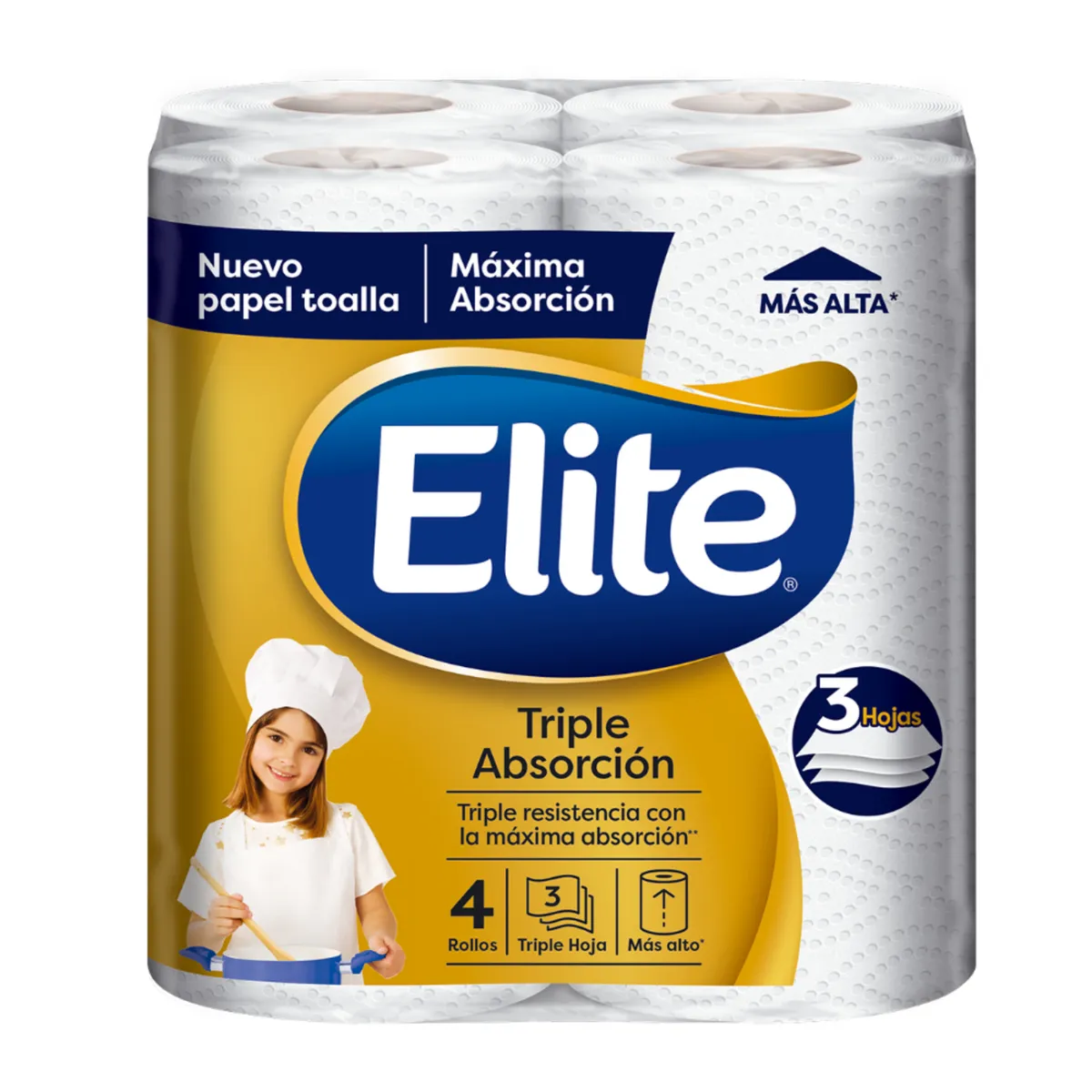ELITE - Papel Toalla Elite Triple Absorción Empaque 4 Und