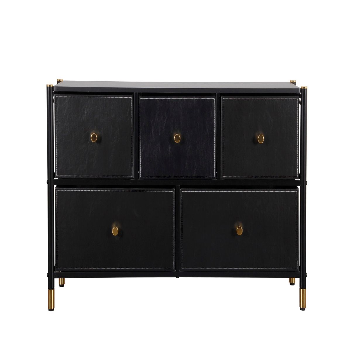 CASA JOVEN - COMODA 5 CAJONES PU GOLD 100.2X30X58.7CM