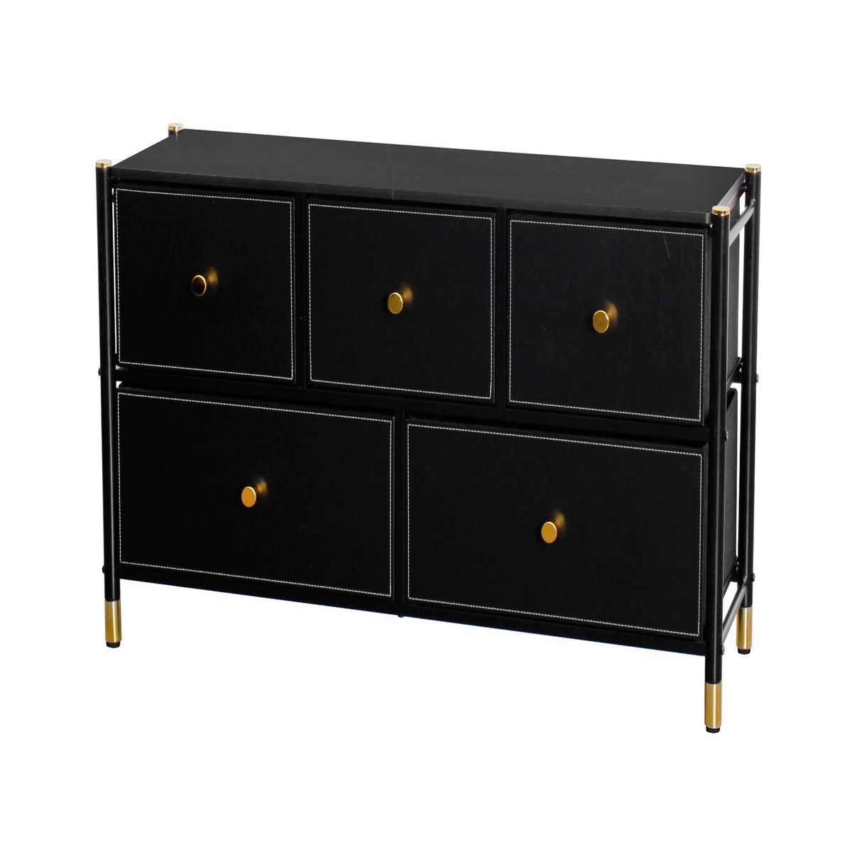 CASA JOVEN - COMODA 5 CAJONES PU GOLD 100.2X30X58.7CM