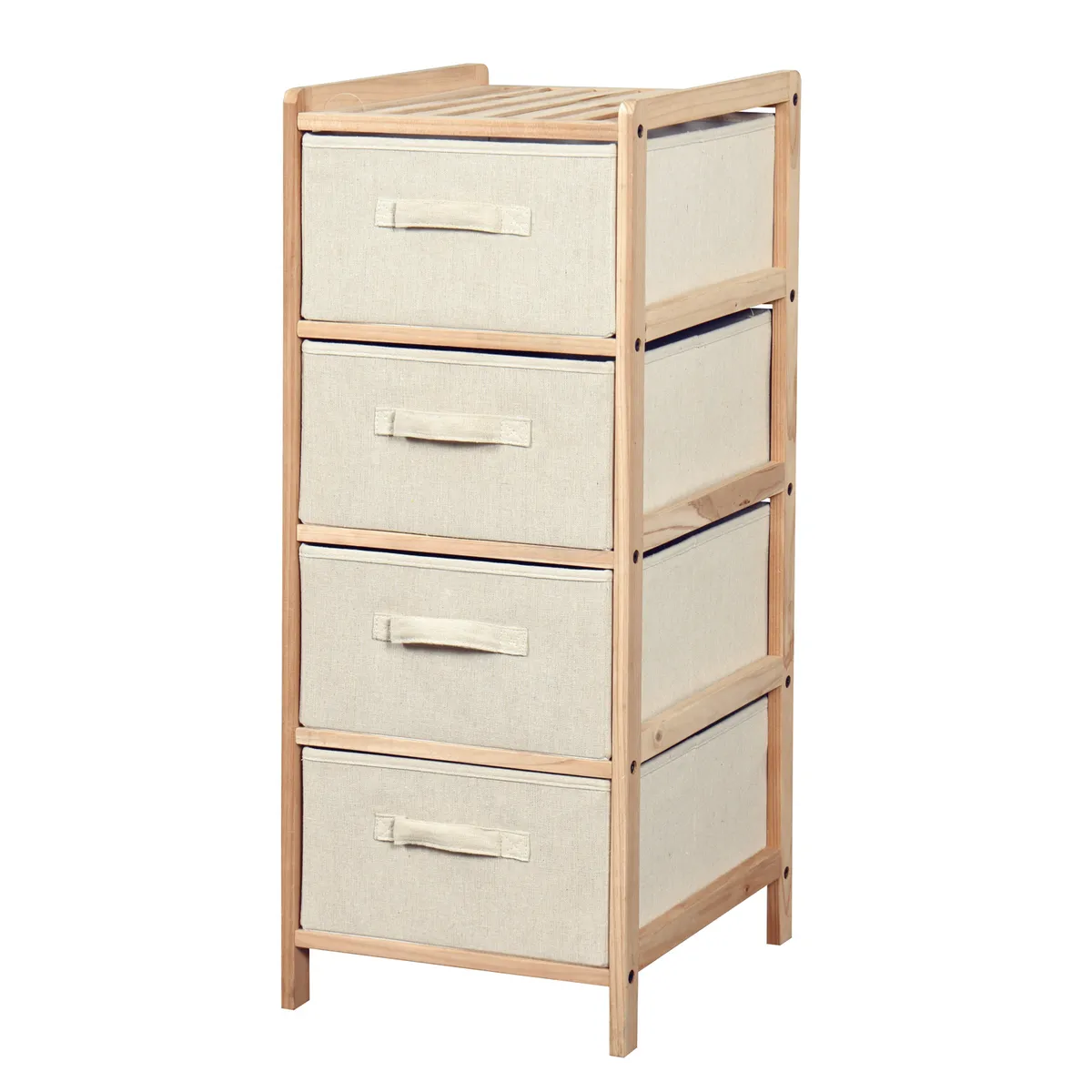  - Estante 4 Cajones Madera y Tela 34.5x36.5x86 cm