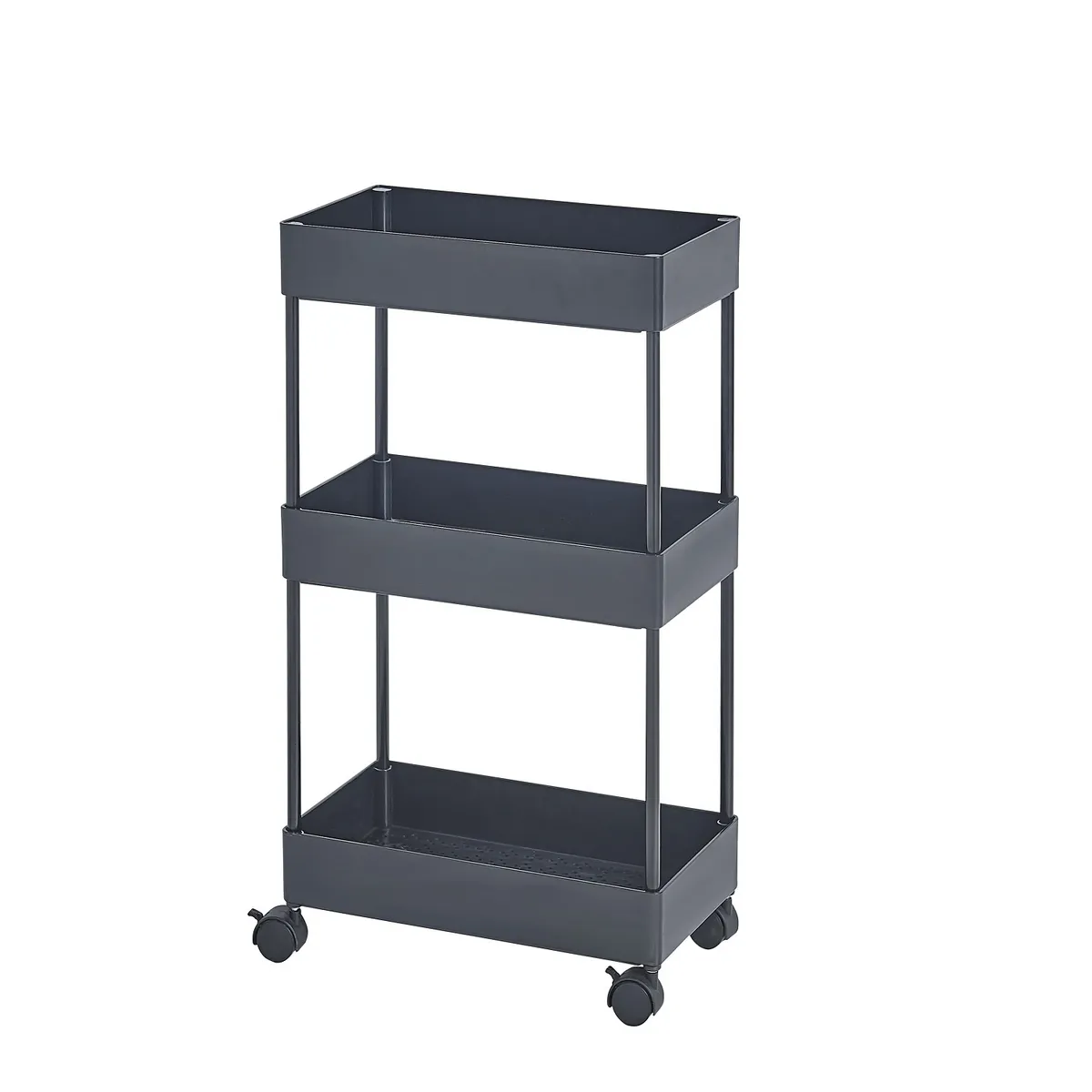 CASA JOVEN - Carrito Organizador Con Ruedas Negro 22 x 40 x 72 Cm