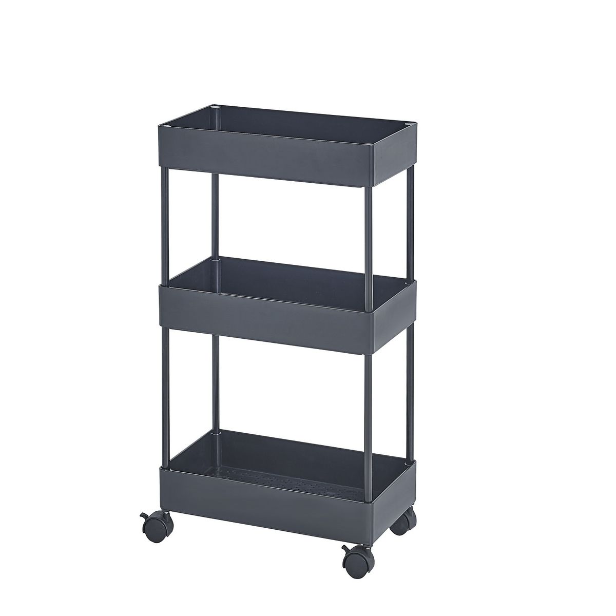 CASA JOVEN - Carrito Organizador Con Ruedas Negro 22 x 40 x 72 Cm