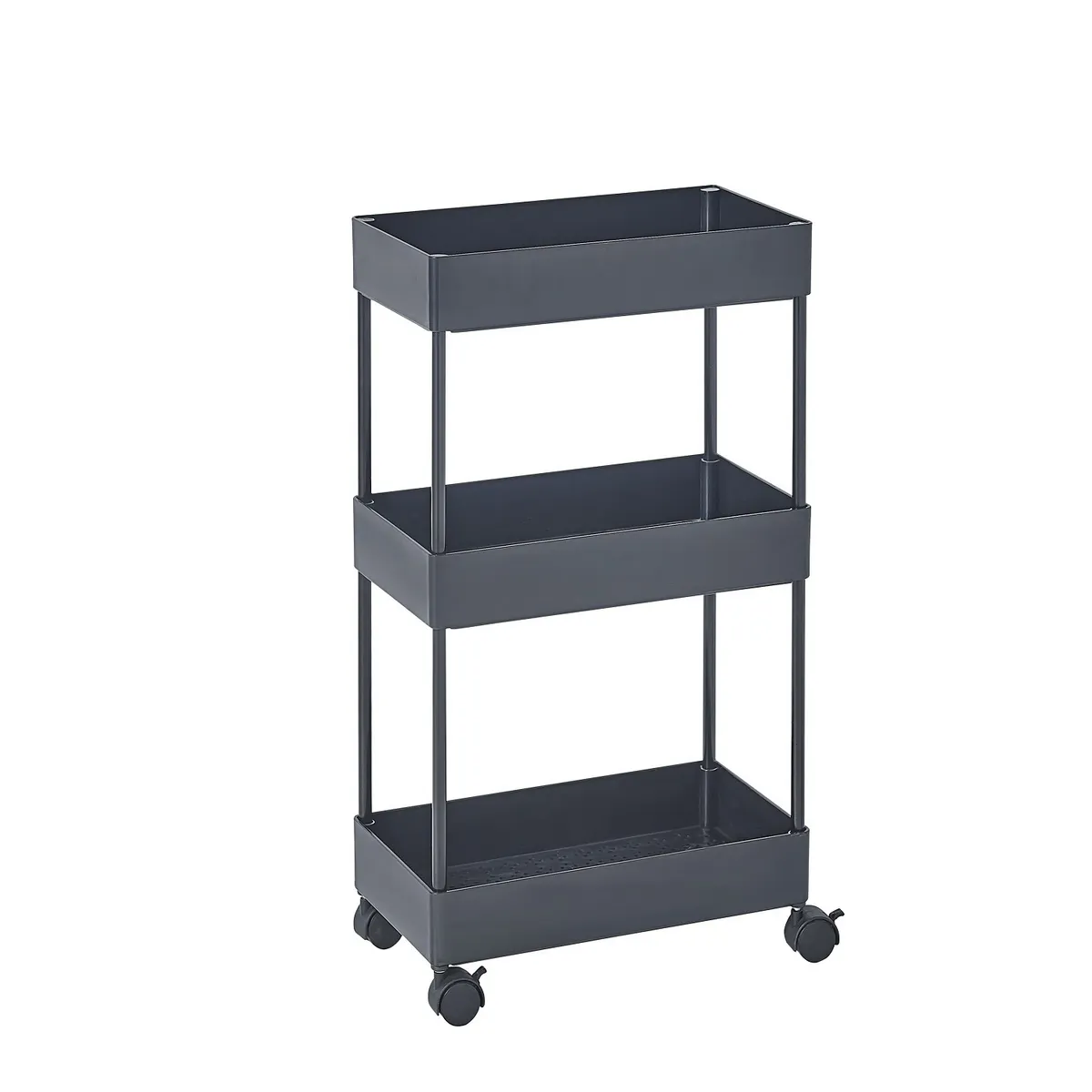 CASA JOVEN - Carrito Organizador Con Ruedas Negro 22 x 40 x 72 Cm