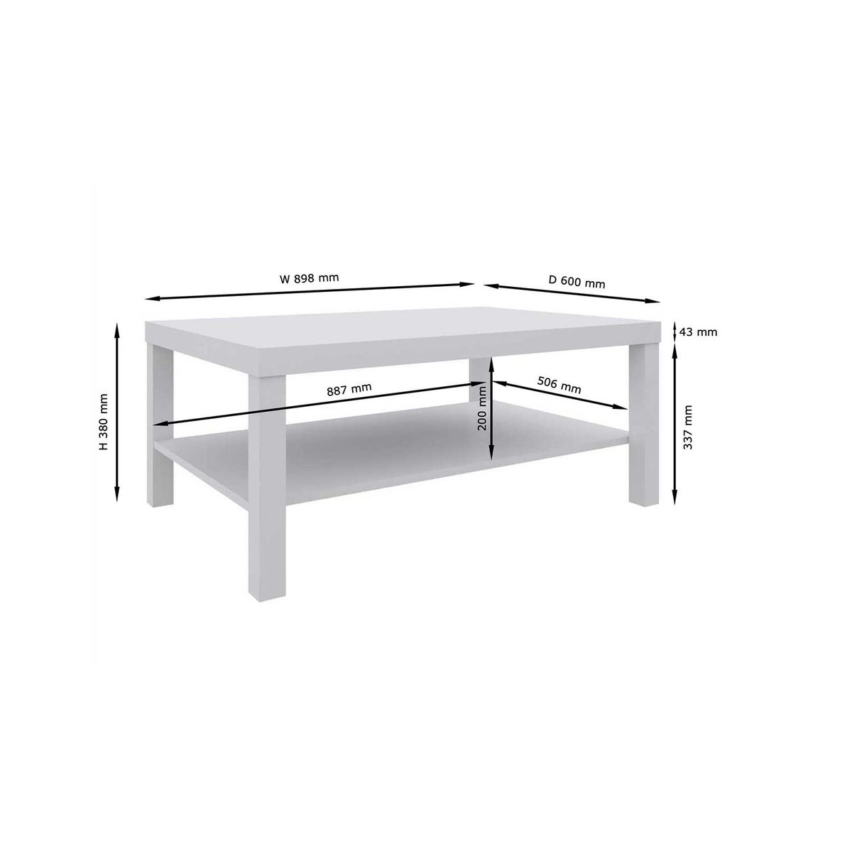 CASA JOVEN - Mesa De Centro Blanca 90X60X38Cm