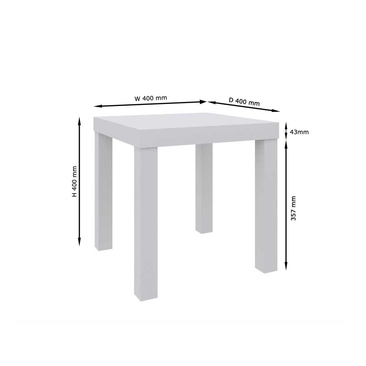 CASA JOVEN - Mesa Lateral Blanca 40X40X40Cm