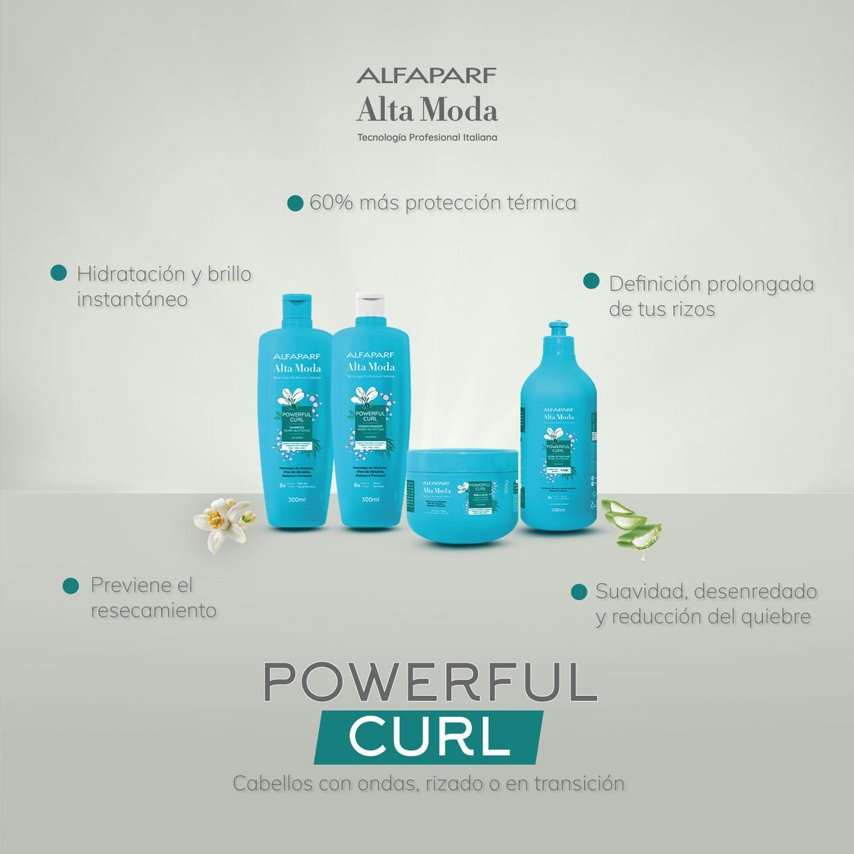 ALTA MODA - Crema para Peinar Alta Moda Power Curl Botella 500 g