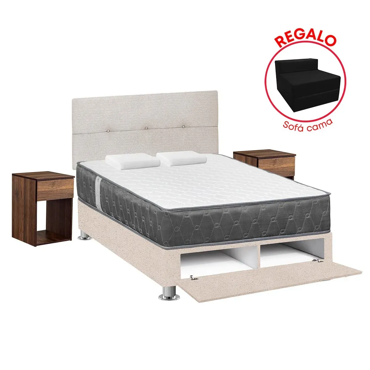 FORLI - Dormitorio Sabanera Beige Jallpa 2P+Vel+Sof Ca