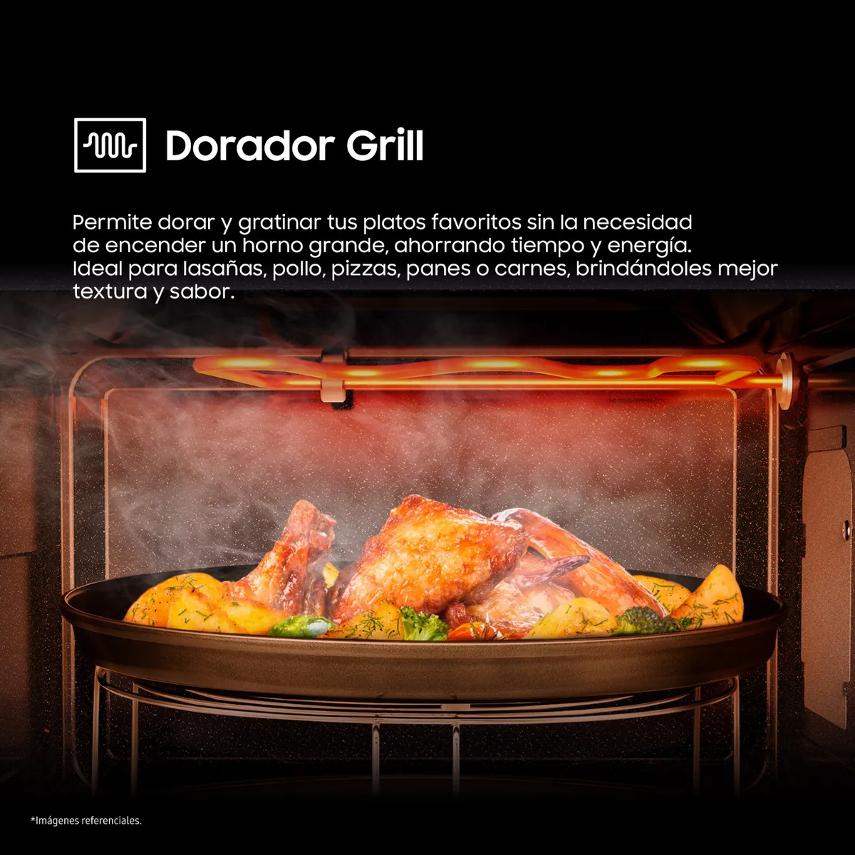 SAMSUNG - Microondas con Dorador 32 L Acero Inox Negro