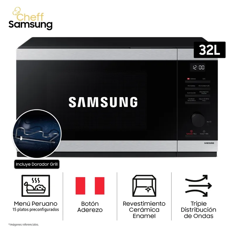 SAMSUNG - Horno Microondas Cheff Samsung 32L MG32DG4524ATPE con Dorador