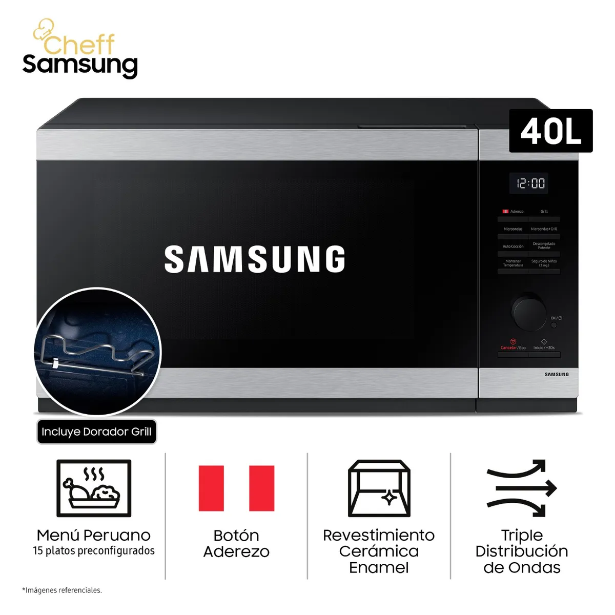 SAMSUNG - Microondas con Dor 40 L Acero Inoxidable