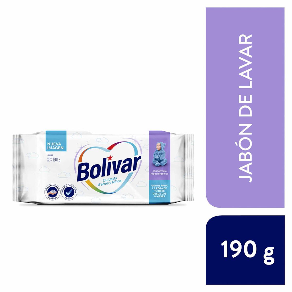 BOLIVAR - Jabón de Lavar Bolívar Cuidado Total Bebés y Niños Empaque 190 g