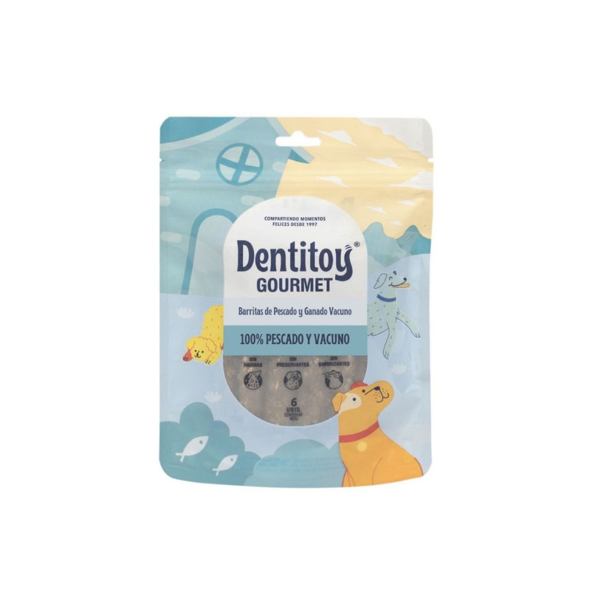 DENTITOY - Barritas de Pescado y Vacuno para Perro Dentitoy Doypack 6 Und