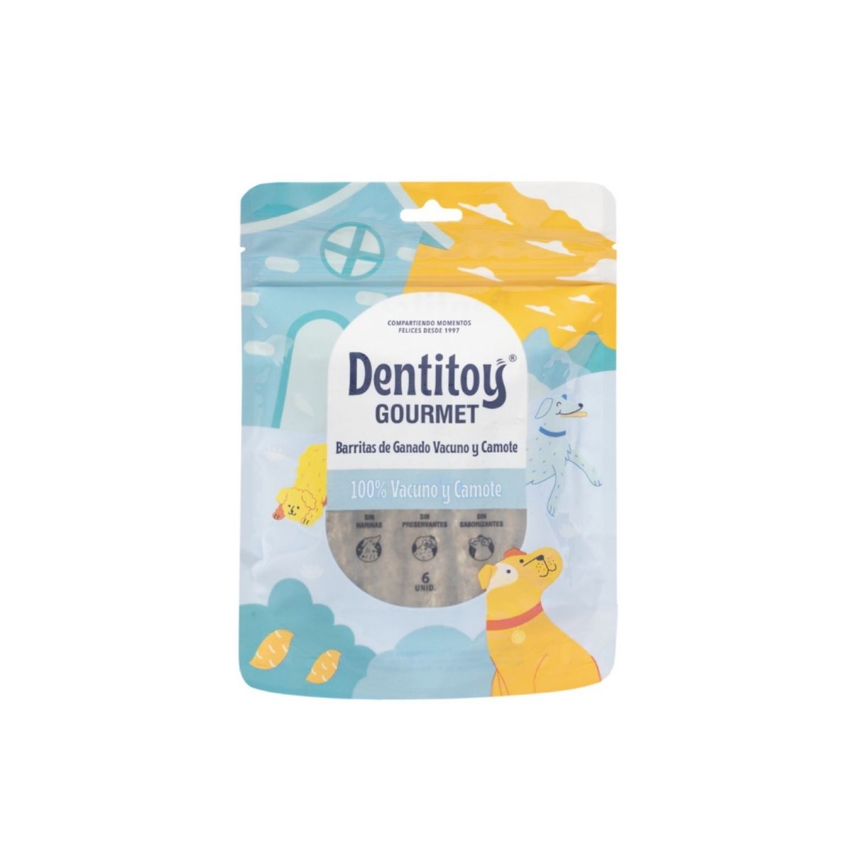 DENTITOY - Barritas de Vacuno y Camote para Perro Dentitoy Doypack 6 Und