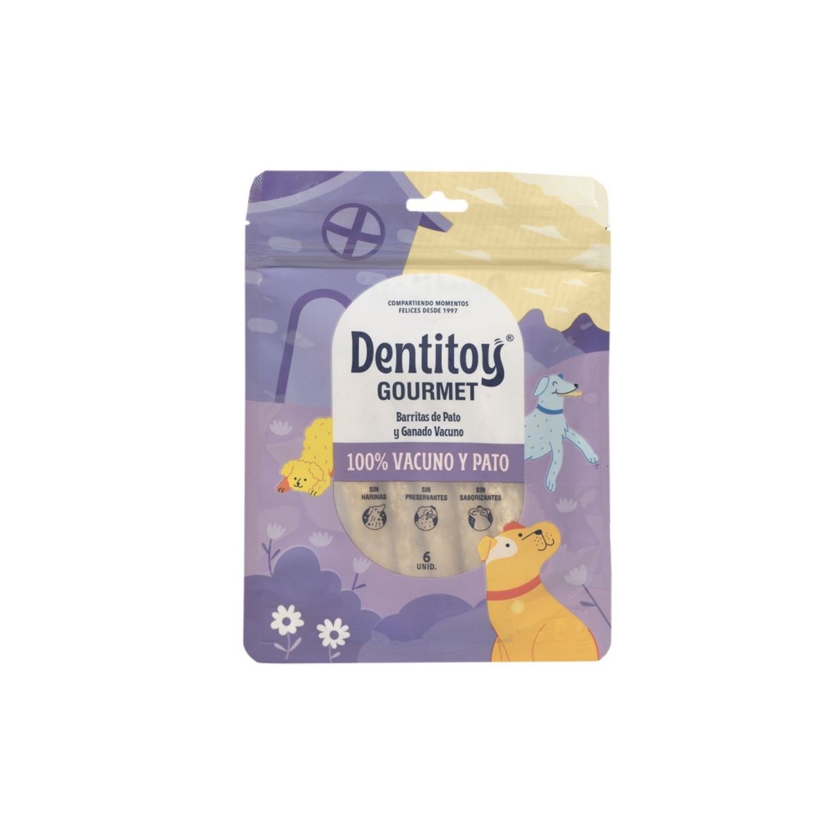 DENTITOY - Barritas de Pato y Vacuno para Perro Dentitoy Doypack 6 Und